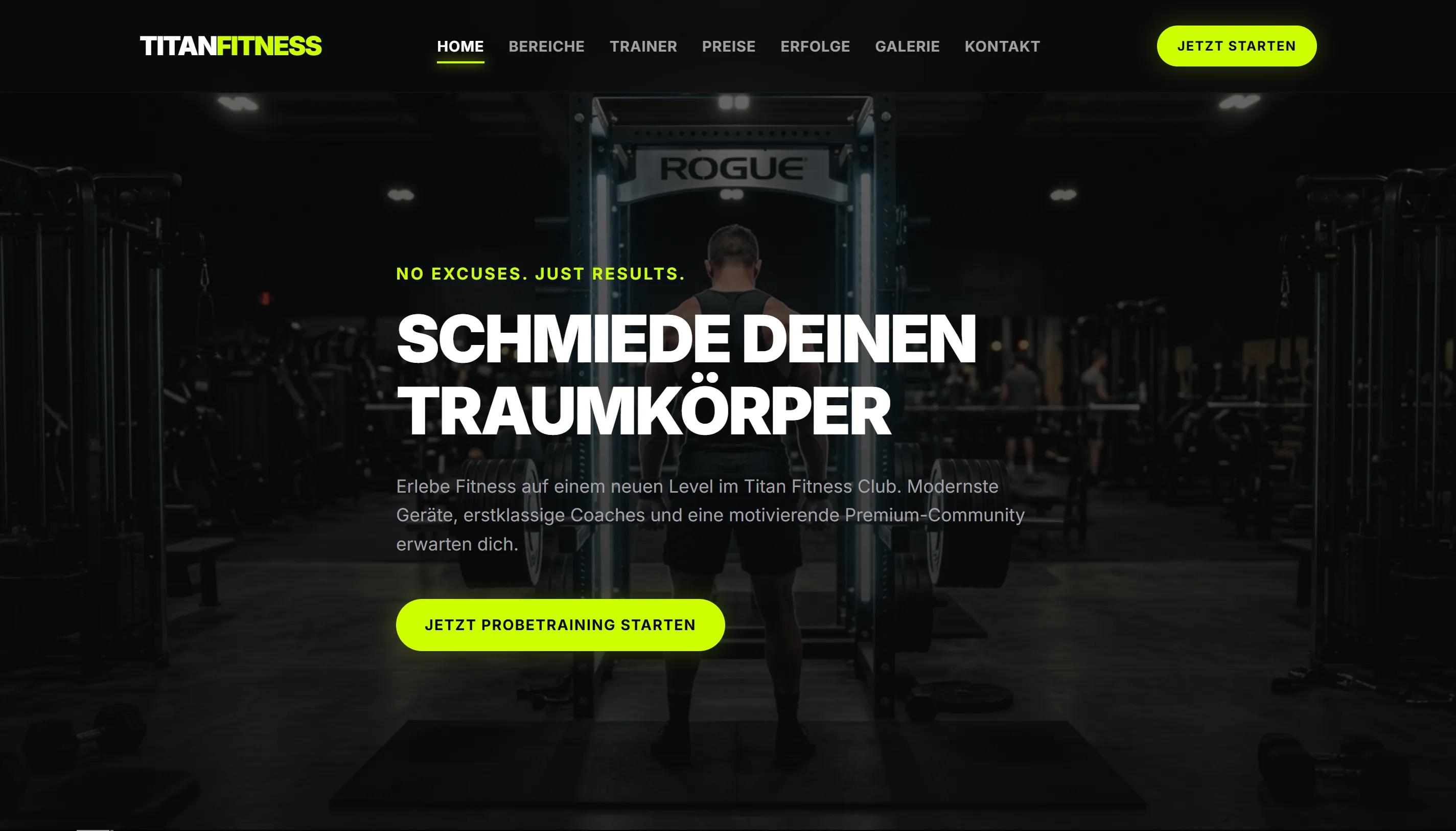 Vorschau des Fitnessstudio Webdesigns für Titan Fitness