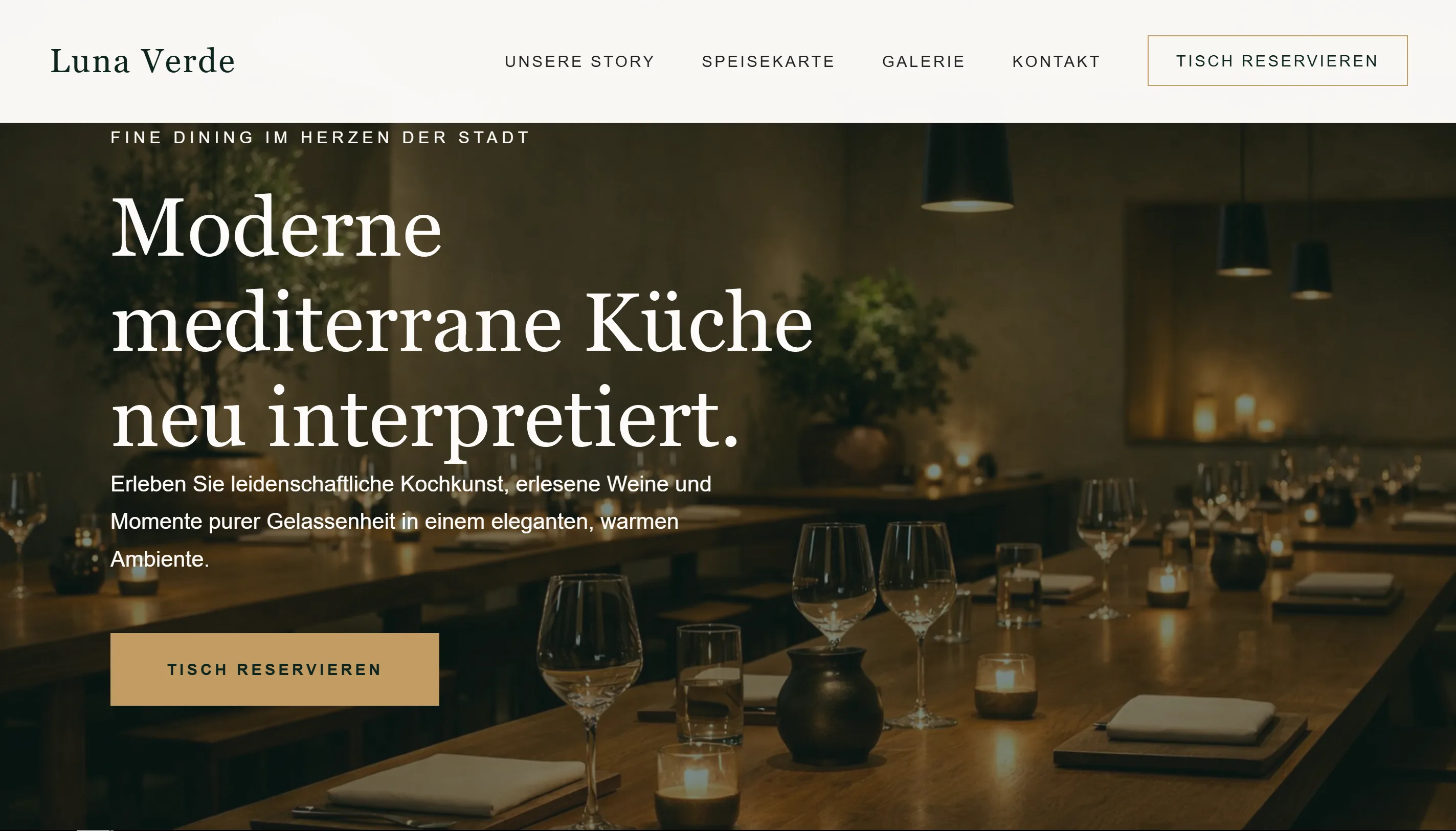 Vorschau des Gastronomie Webdesigns für Luna Verde Restaurant
